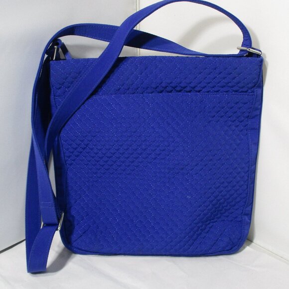 NWOT New Solid Blue Vera Bradley Triple Zipper Hipster Crossbody Bag Purse - Picture 2 of 8